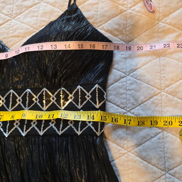 Joseph Ribkoff Y2K Baby Doll Dress Women's 10 Black Silver Sequin Festive Season - Picture 12 of 14